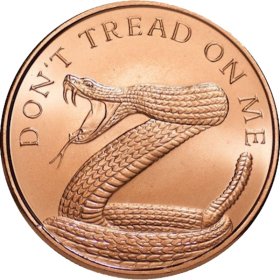 Don't Tread On Me 1 oz .999 Pure Copper Round (2017 Silver Shield)